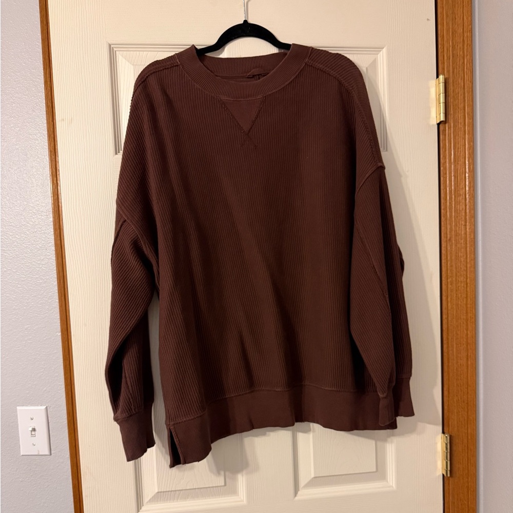 Brown ribbed oversized aerie sweatshirt size medium